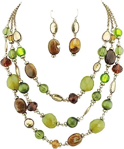 Firstmeet 3 Layers Statement Collar Necklace for Women with earings | Amazon (US)
