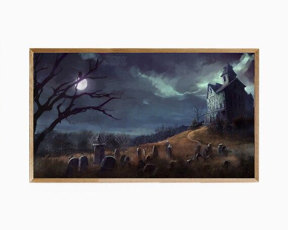 Samsung Frame TV Art Halloween Creepy Cemetery and Haunted - Etsy | Etsy (US)