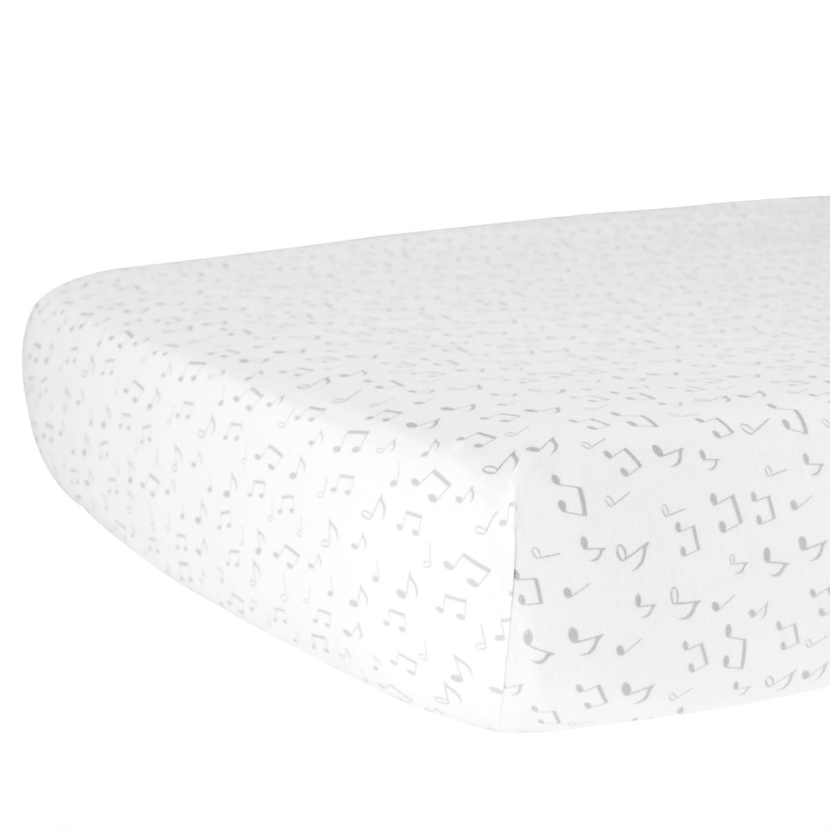 Hello Spud Music Notes Fitted Crib Sheet - Gray | HSN