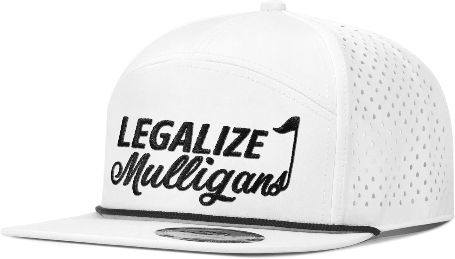 Funny Golf Hat for Men - Flat Bill Snapback Rope Hat, Black/White | Amazon (US)