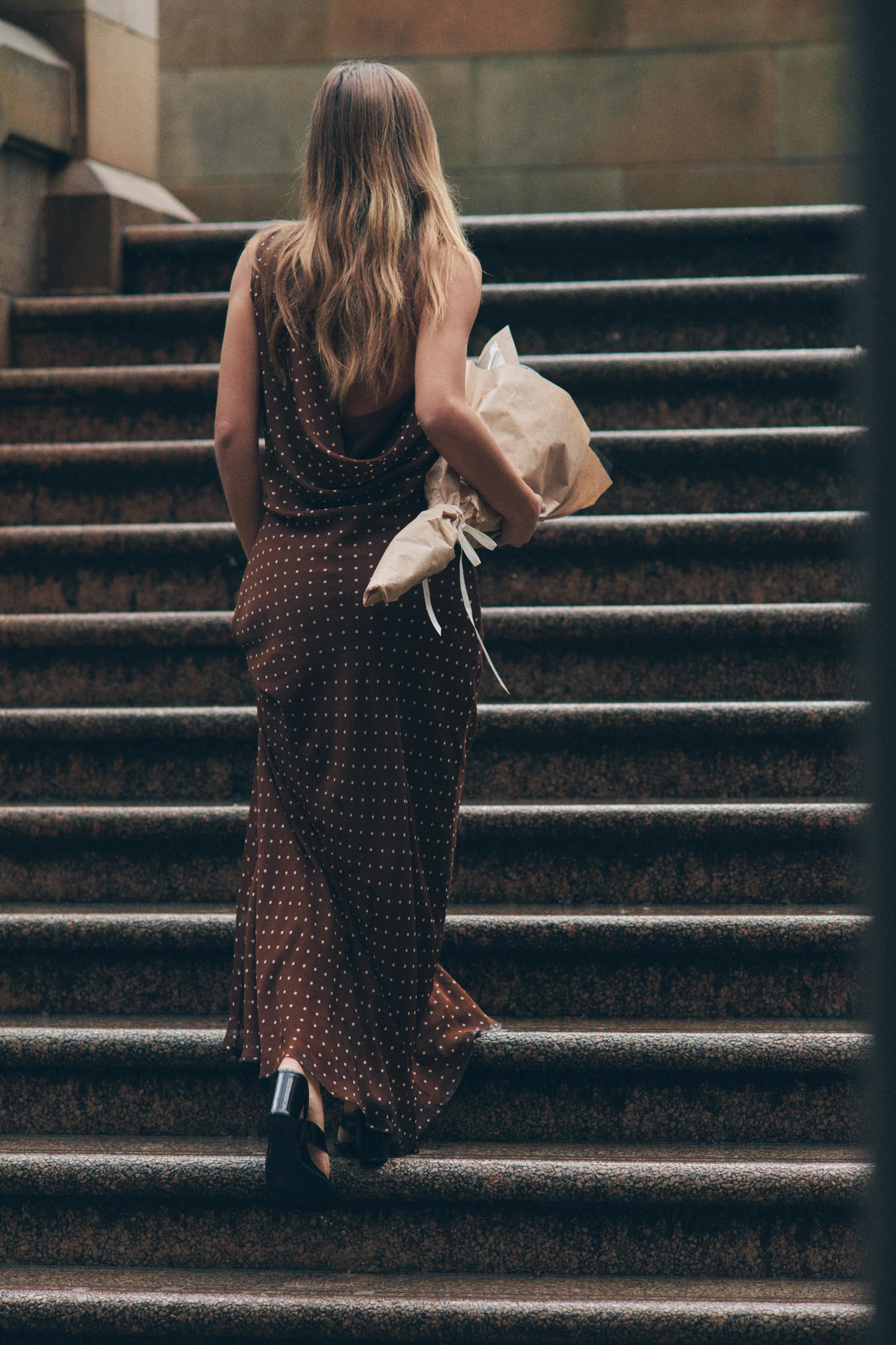 DRAPED NECK POLKA DOT DRESS | Zara US