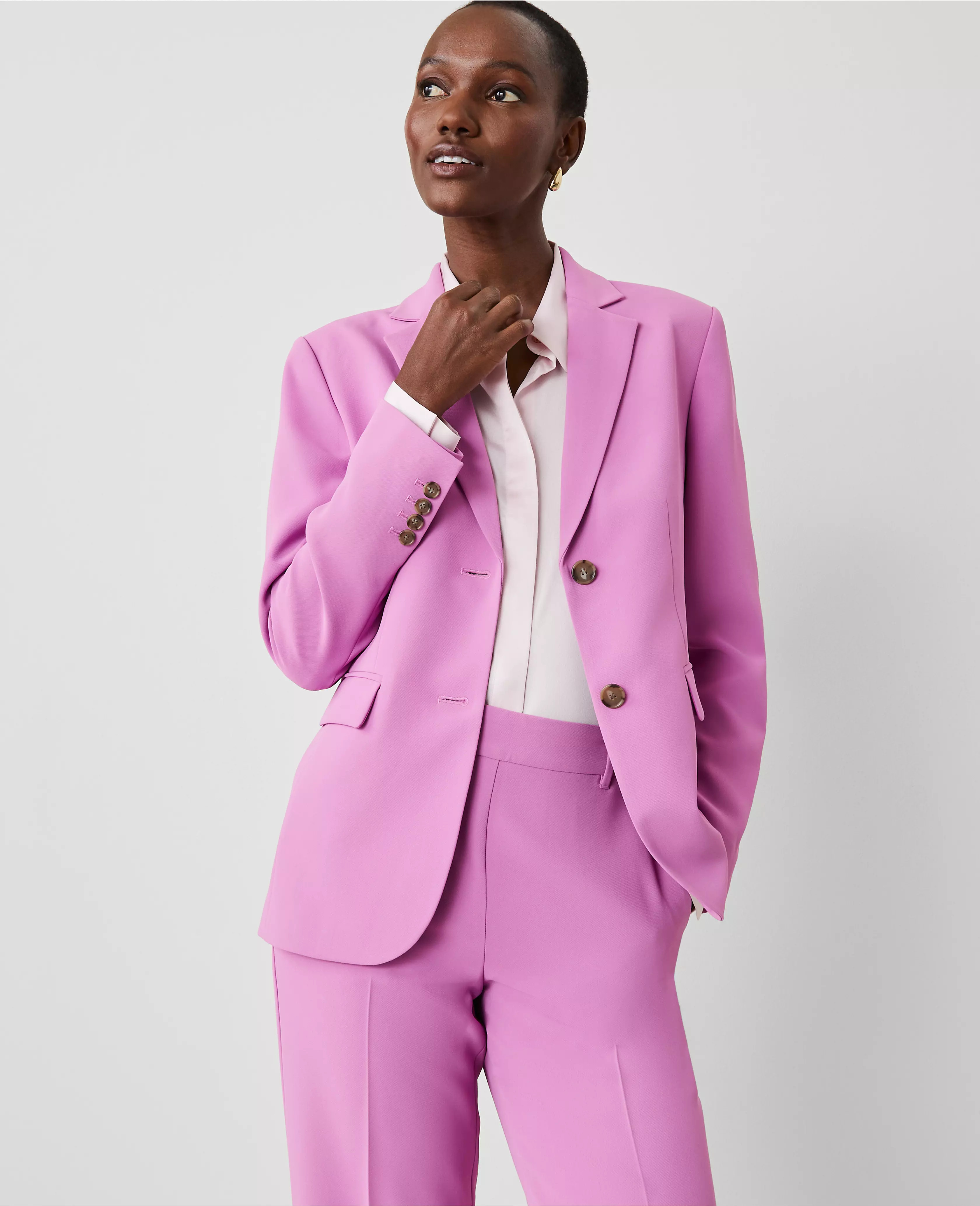 The Two-Button Blazer in Fluid Crepe | Ann Taylor