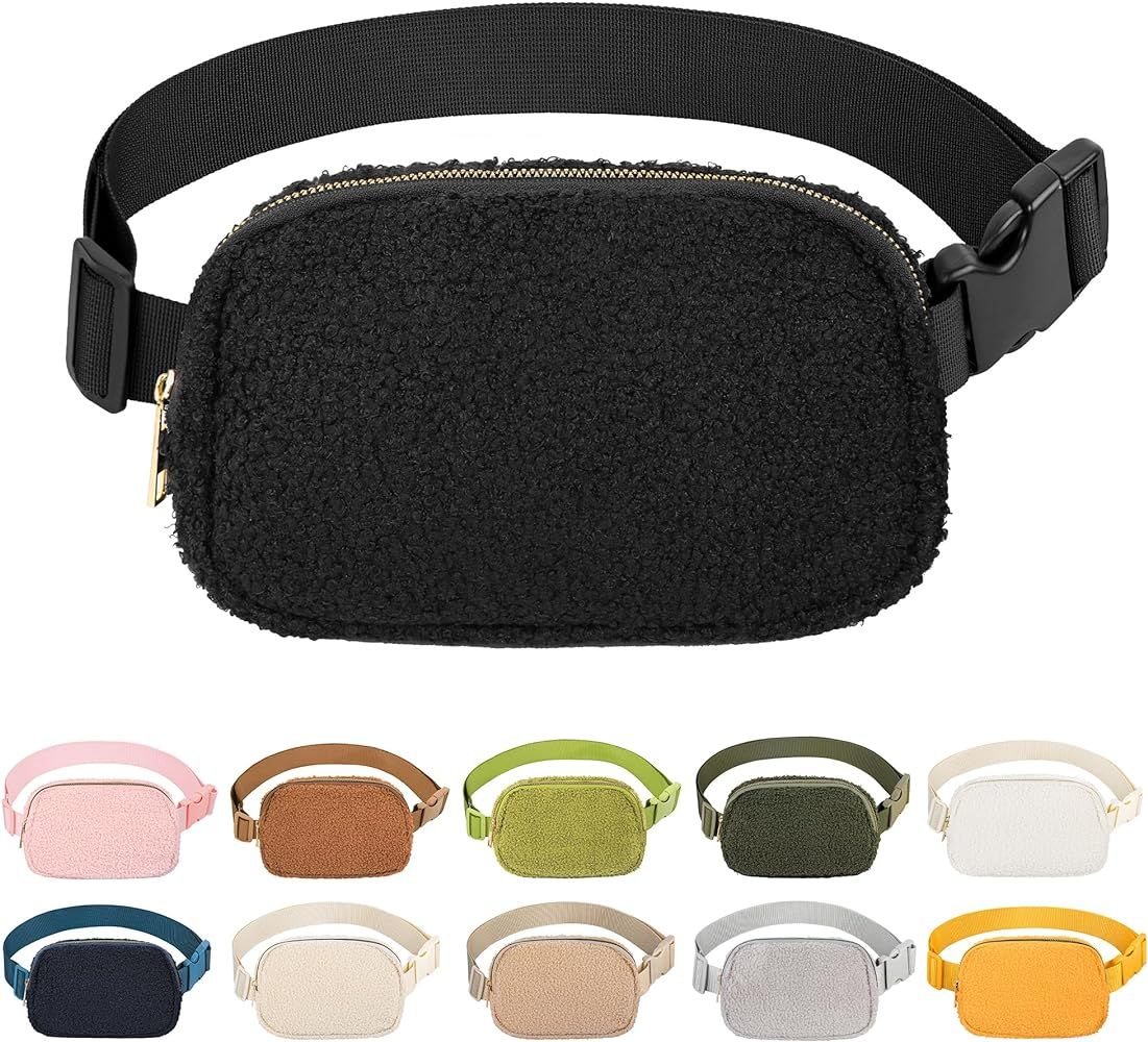 Fleece Fanny Pack with Adjustable Strap for Women and Men Gift Fanny Belt Bag, Waist Pack for Wor... | Amazon (US)