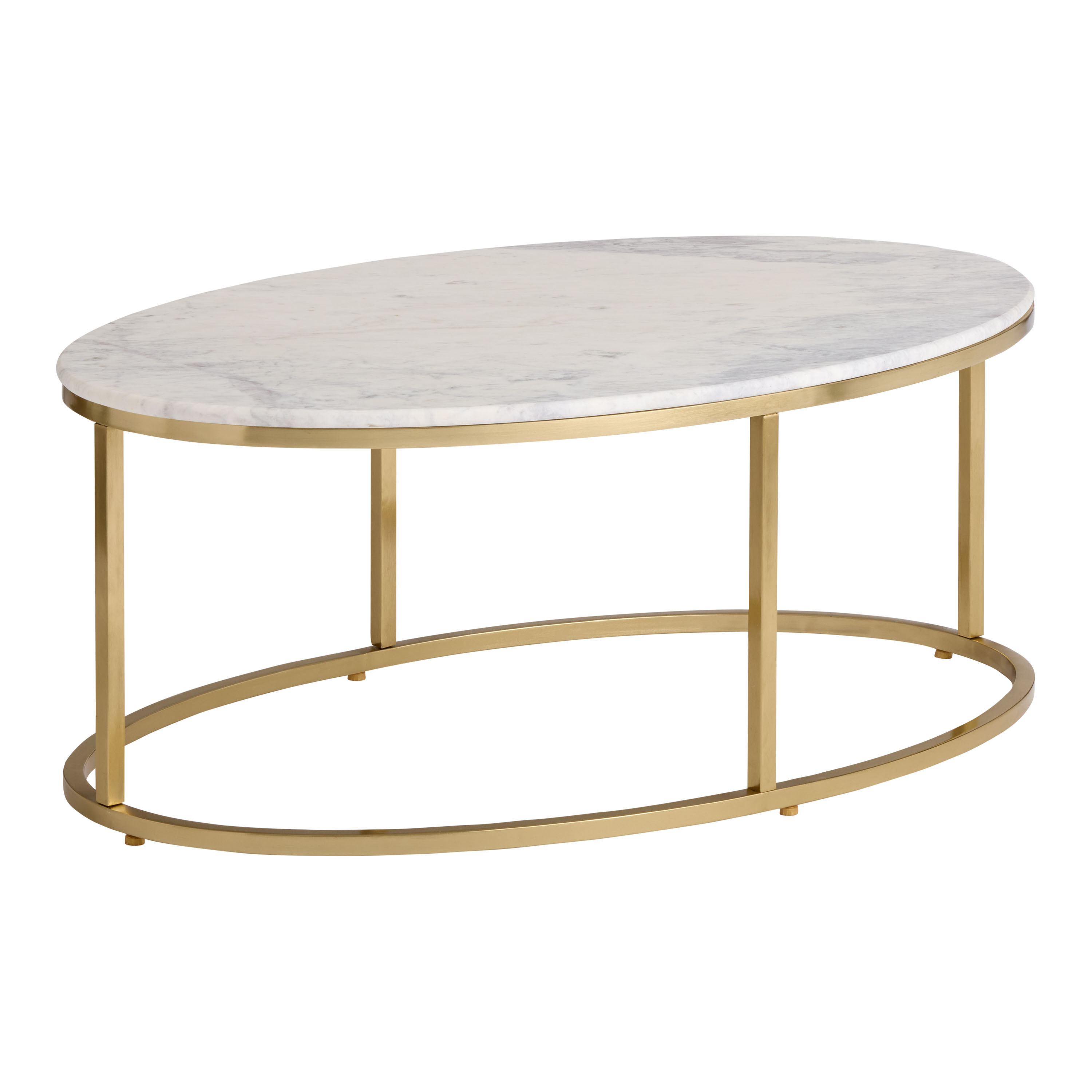 Milan Oval White Marble and Gold Plated Metal Coffee Table | World Market