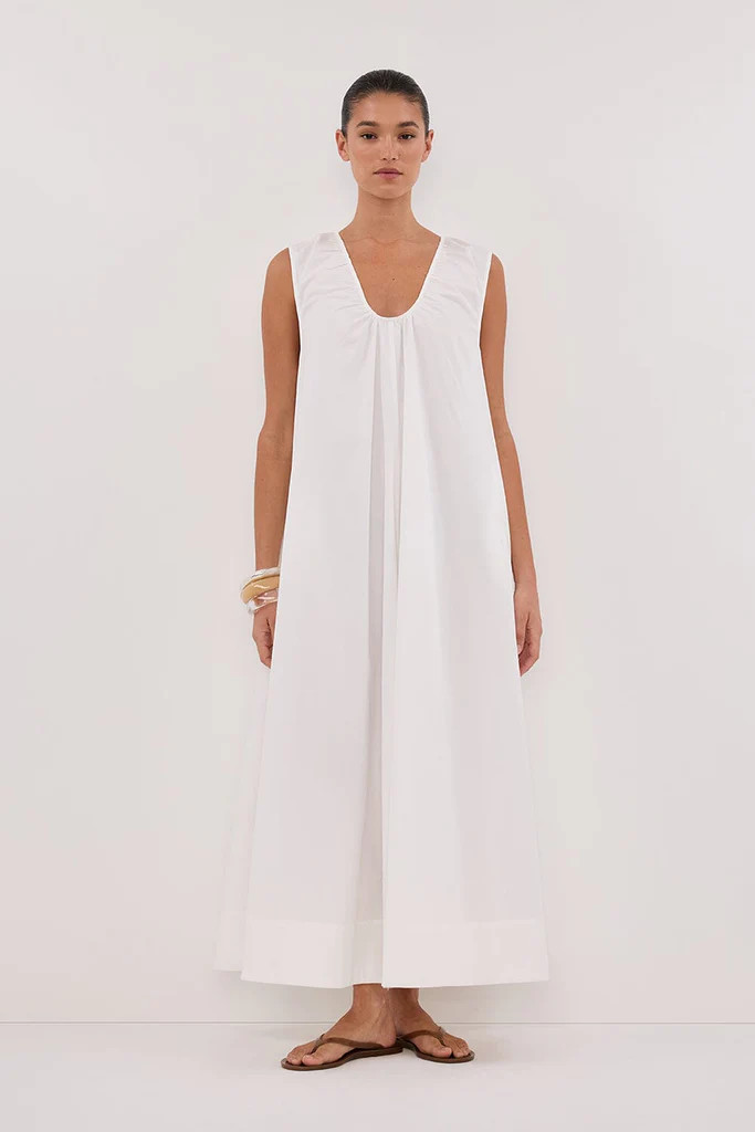 GABBY WHITE OVERSIZED COTTON MIDI DRESS | DISSH
