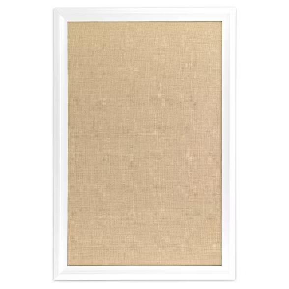 U Brands 20"x30" Burlap Bulletin Board White Wood Frame | Target