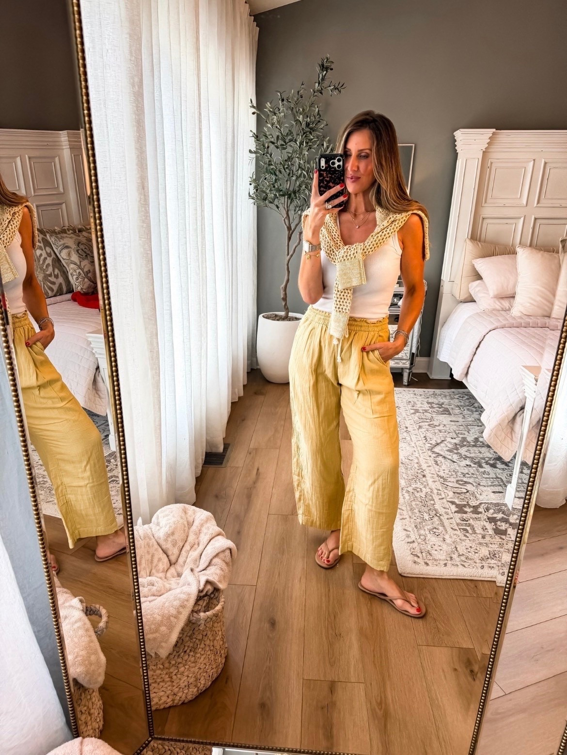 This outfit feels like summer in the best way ☀️ the lightweight linen pants are so breezy and comfortable, and I love the soft yellow color paired with simple neutrals. Such an easy look for vacation, errands, lunch dates, or everyday summer style

linen pants outfit, casual summer outfit, neutral fashion, vacation style, lightweight pants, effortless outfit ideas, resort wear, casual chic style, everyday summer fashion, wide leg linen pants, coastal style, relaxed summer look, themominstyle

#LTKSeasonal #LTKTravel #LTKOver40