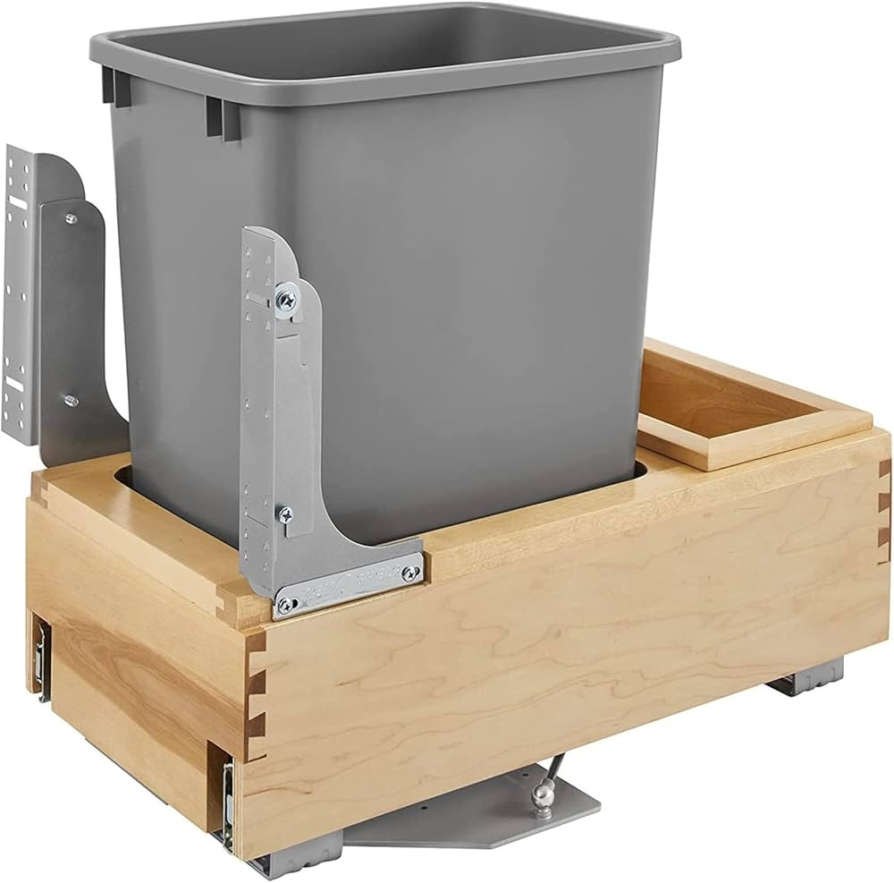 Rev-A-Shelf 4WCBM-15DM-1 Single 35 Quart Maple Bottom Mount Pullout Waste Container Trash Cans with  | Amazon (US)