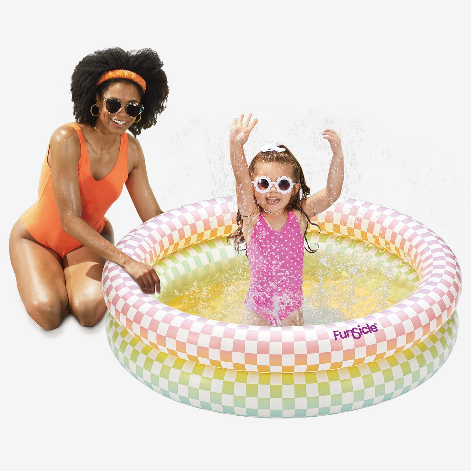 Funsicle Rainbow Checkered FunRing Inflatable Swimming Pool 4-ft x 12-in one_size | K90806000 | Lowe's