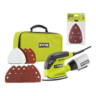 RYOBI 1.2 Amp Corded 5.5 in. Corner Cat Sander with Dust Bag, Storage Case, and Extra 9-Piece 5-1/2  | The Home Depot