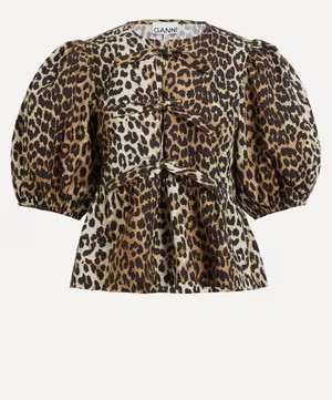 Leopard Cotton Poplin Peplum Tie Blouse | Liberty UK