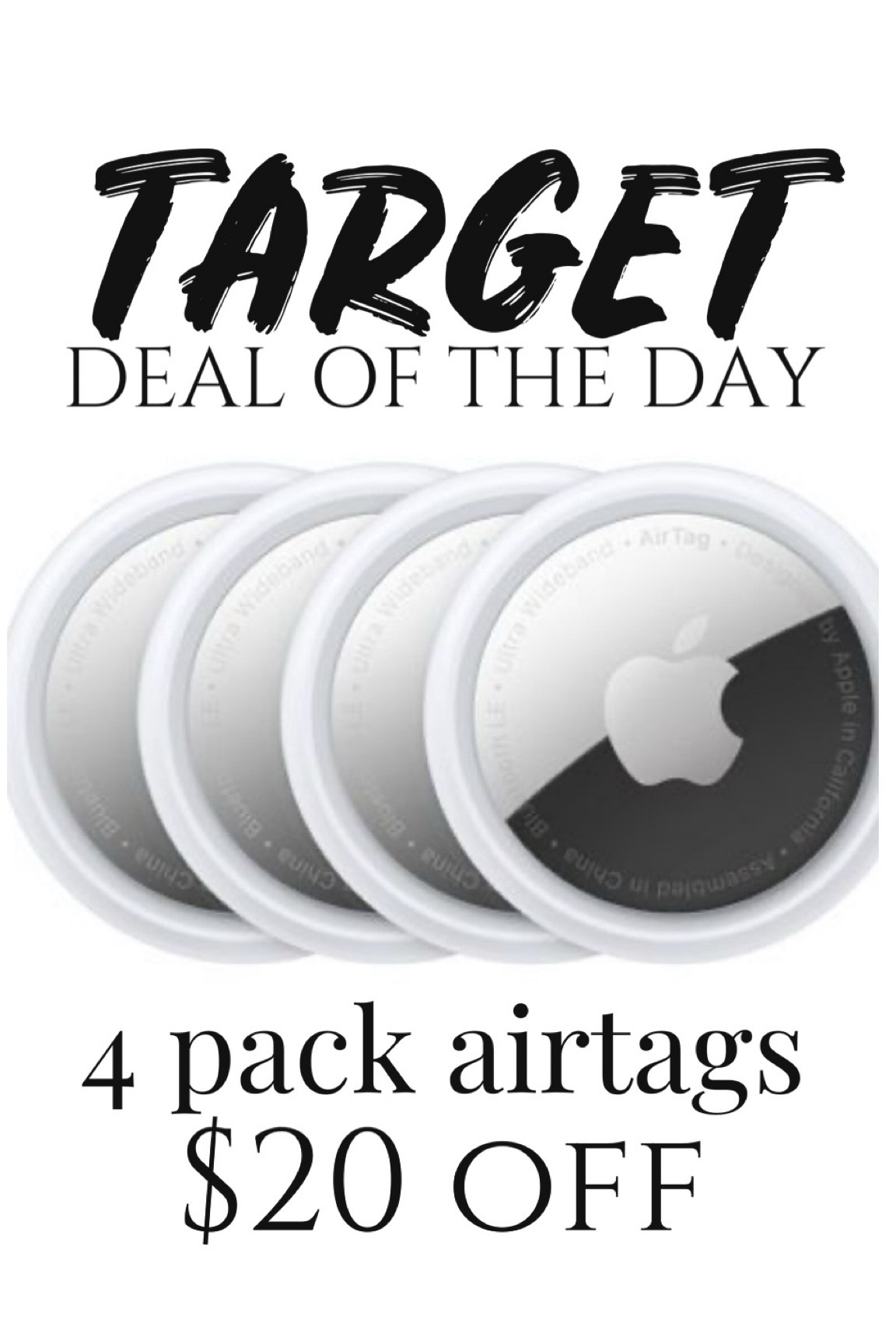 Target deal of day 4 pack air tags $20 off
Great for travel and amazing for putting with your kiddos to keep track of them! 

#LTKtravel #LTKfindsunder100 #LTKsalealert