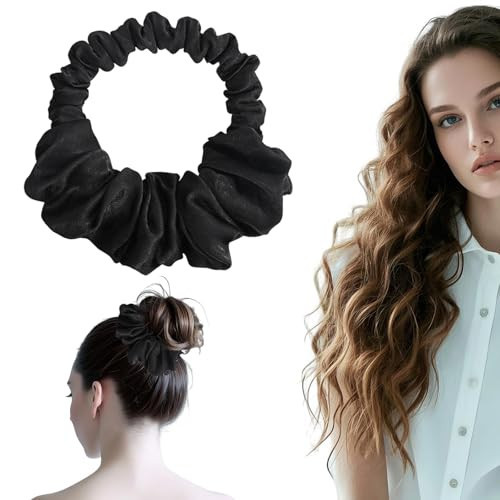 Heatless Curling Scrunchie, Heatless Curls Overnight, Black Heatless Hair Curler to Sleep in, No Heat Curls for Long Hair, Soft Sleep-in Scrunchies Clip, for All Hair Types Curling | Amazon (US)