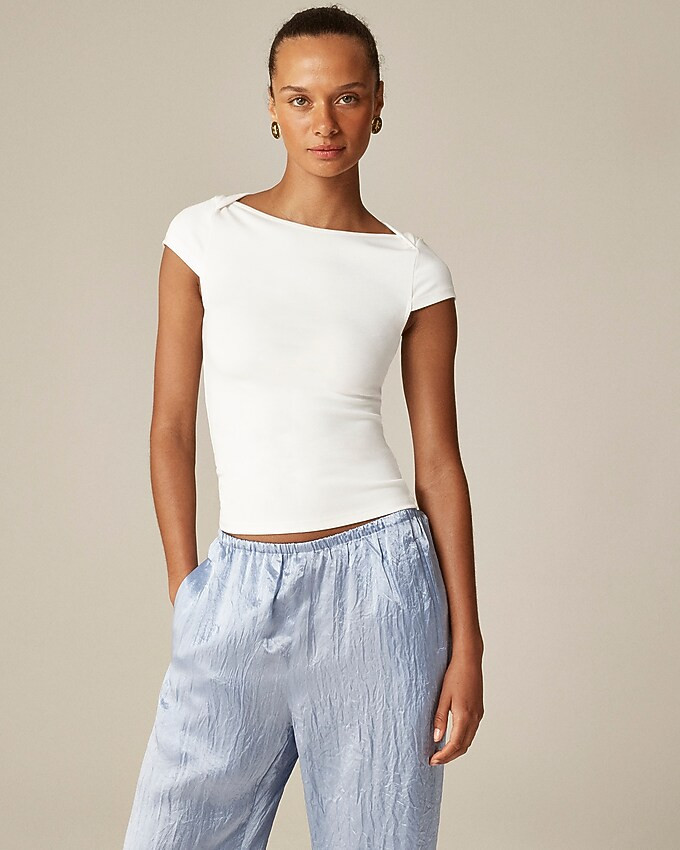 Refined rib cap-sleeve shirt | J. Crew US