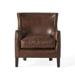 Noble House Njord Vintage Light Brown Leather Vintage Club Chair 7238 - The Home Depot | The Home Depot