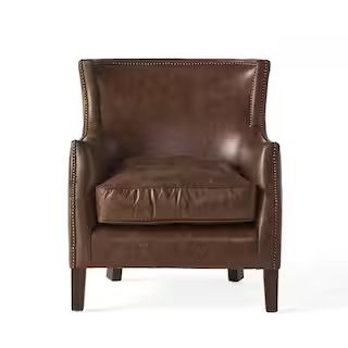 Noble House Njord Vintage Light Brown Leather Vintage Club Chair 7238 - The Home Depot | The Home Depot