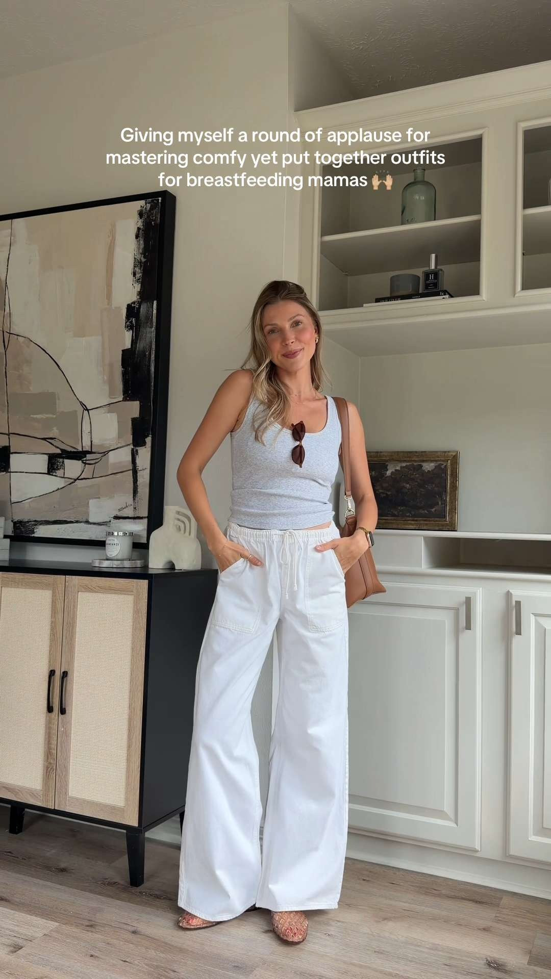 Cute, casual mom outfit! Wearing S in tank + S in drawstring jeans (I'm 5'7 for reference!!) 

 #LTKxAbercrombie #LTKootd #LTKmomlife