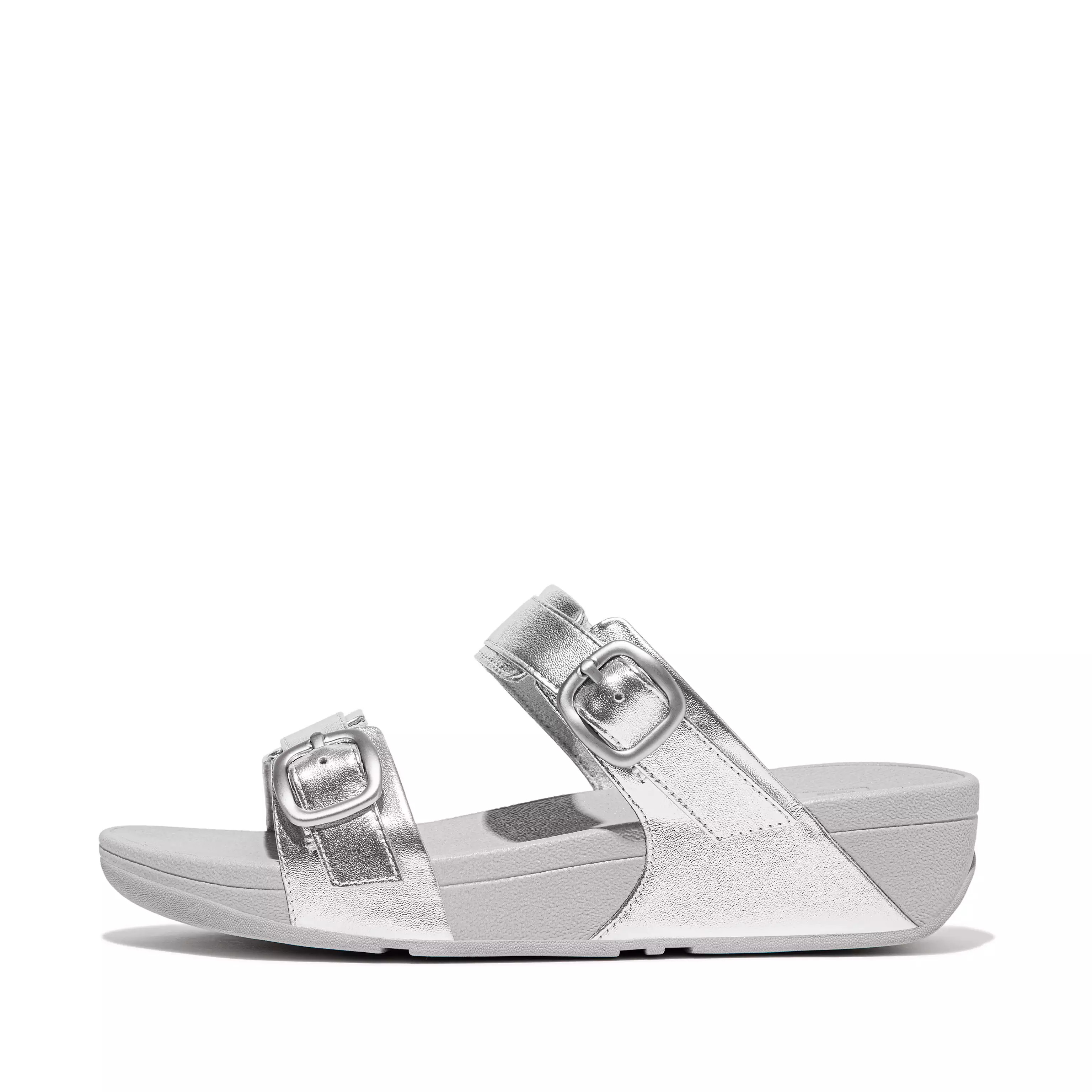 LULU Adjustable Metallic-Leather Slides | FitFlop (US)