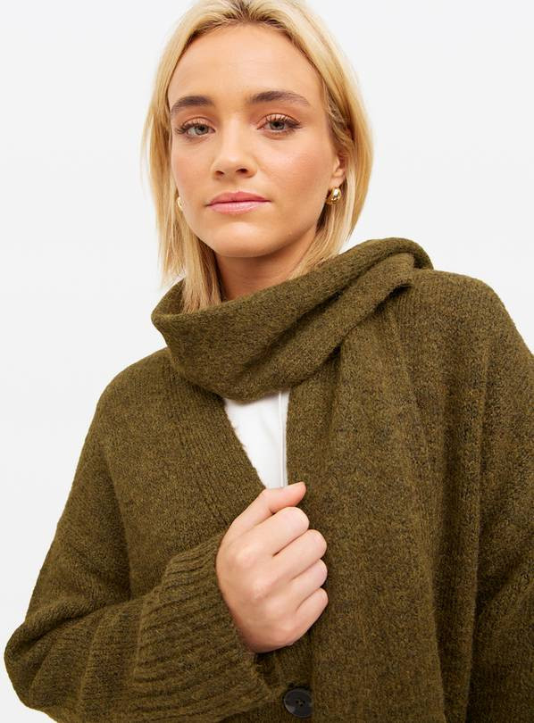 Green Knitted Cardigan With Scarf 12 | Tu Clothing