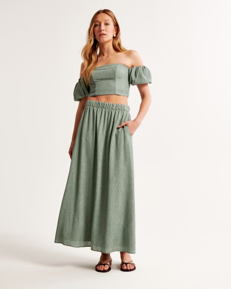 Crinkle Flowy Maxi Skirt | Abercrombie & Fitch (US)