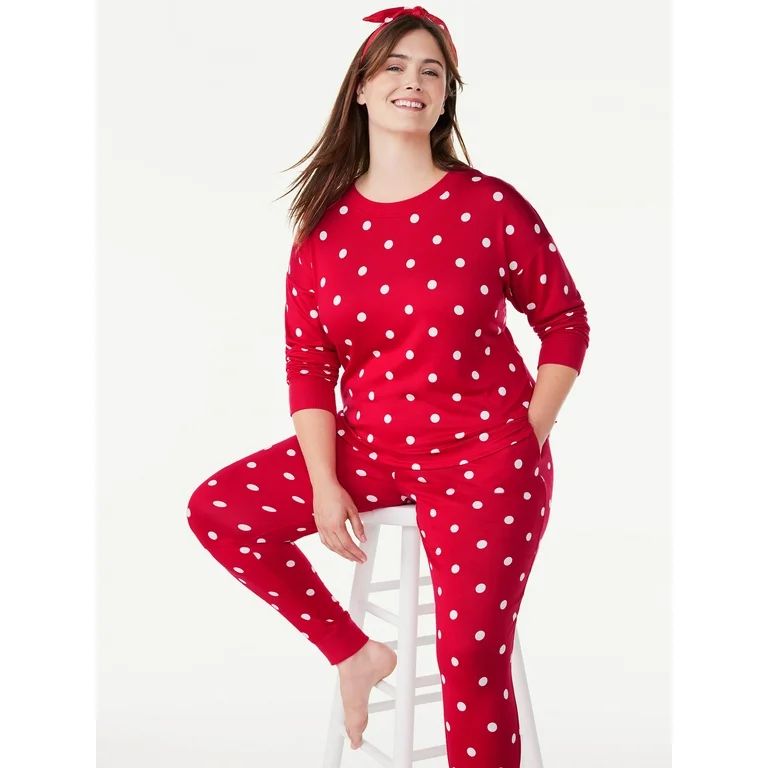 Joyspun Women's Long Sleeve Tee and Joggers Sleep Set with Headband, 3-Piece Pajama Set, Sizes S-... | Walmart (US)