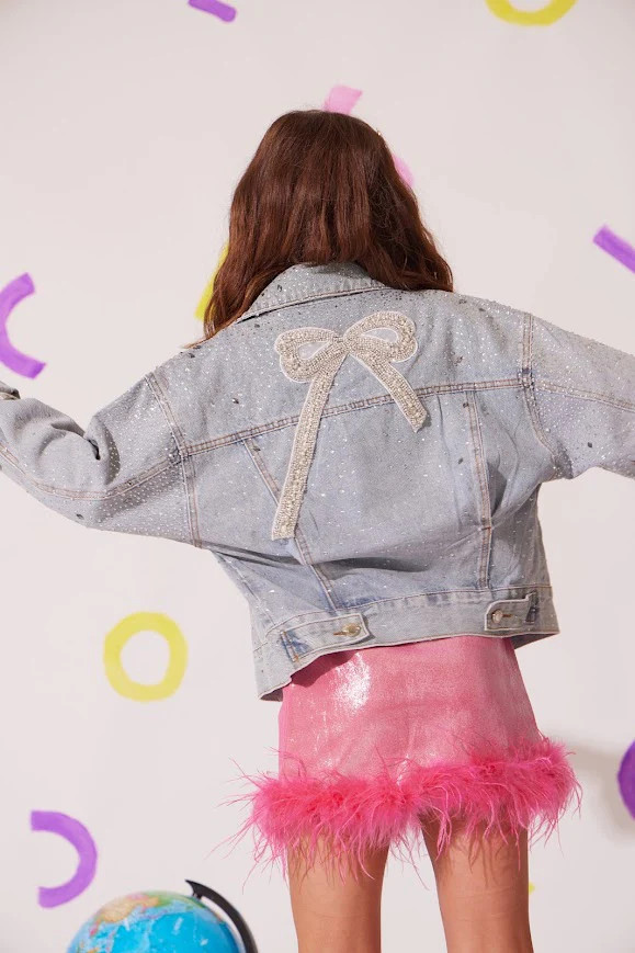 Crystal Bow Denim Jacket | Lola + The Boys