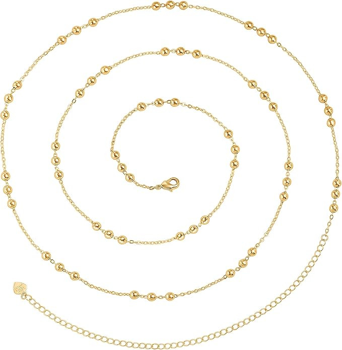 Adjustable 18k Gold Waist Chain, Beach Bikini Body Chain, Handmade Belly Chain | Amazon (US)