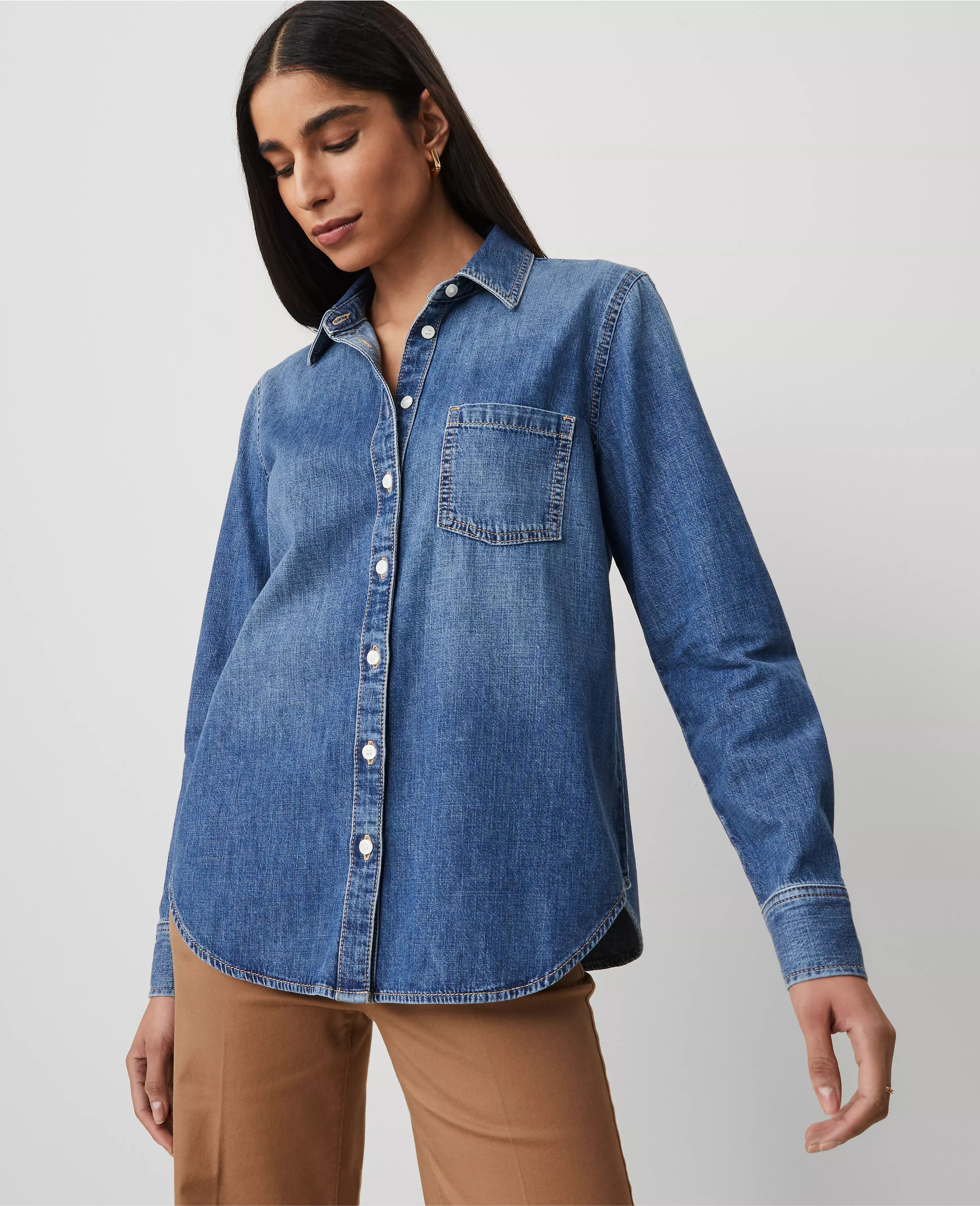Weekend Collection Denim Pocket Shirt | Ann Taylor