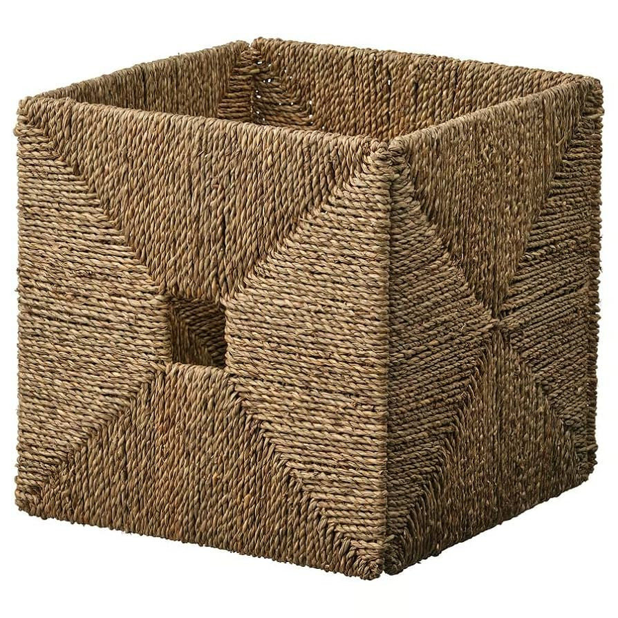 12.5"x13"x12.5" Handwoven Seagrass Storage Basket, Natural Woven Bin with Steel Frame, Rustic Dec... | Amazon (US)
