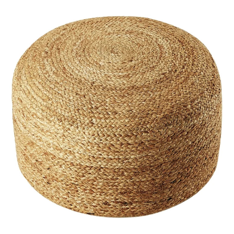 Stylehouse 100% Cotton Natural Jute Pouf, 12" H x 20" W - Walmart.com | Walmart (US)