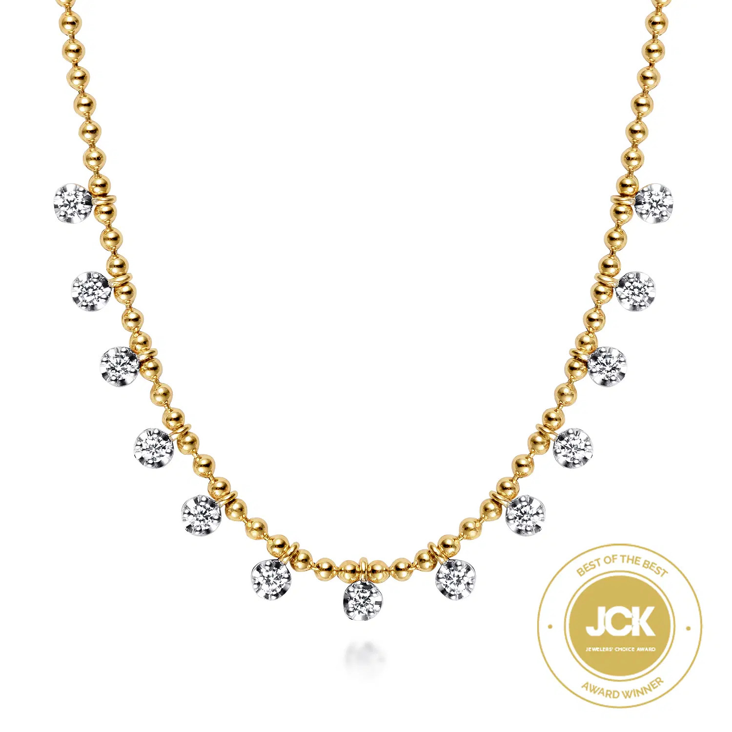 14K Yellow Gold Diamond Drop Station Necklace | Gabriel & Co. Fine Jewelry And Bridal