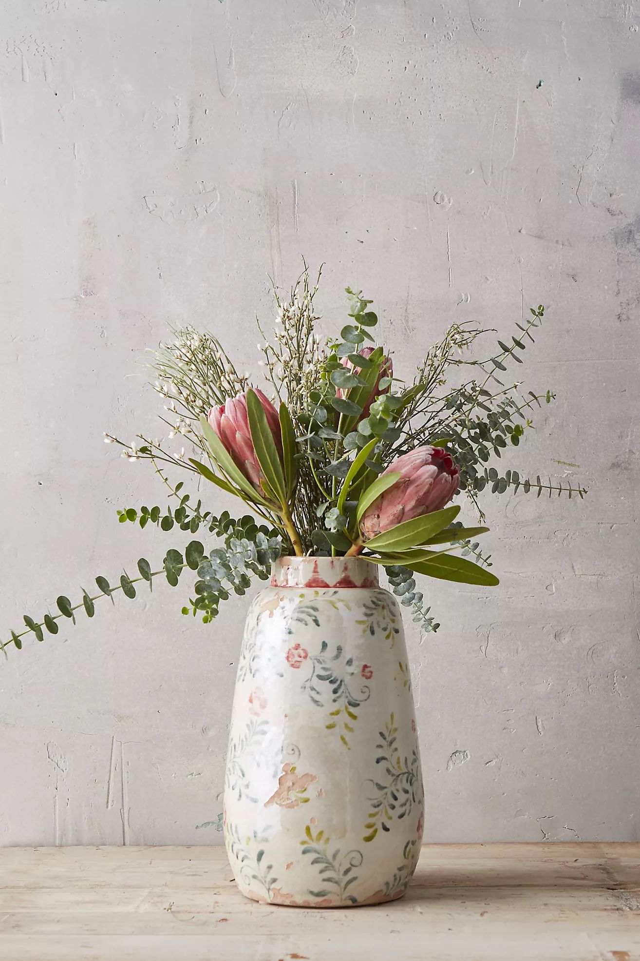 Distressed Rose + Vine Terracotta Vase | Anthropologie (US)