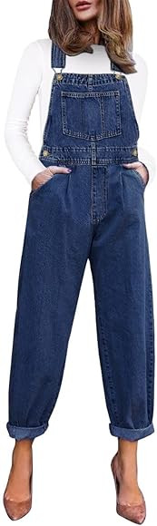 Vetinee Womens Classic Adjustable Straps Pockets Denim Bib Overalls Jeans Pants | Amazon (US)