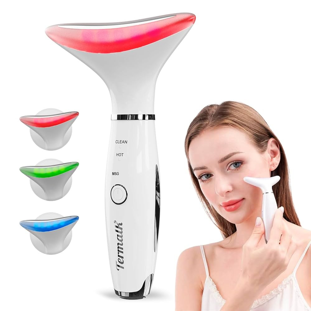 3-in-1 Portable Face and Neck Massager Tool with LED, Red Light Therapy, Vibration & Thermal Func... | Amazon (US)