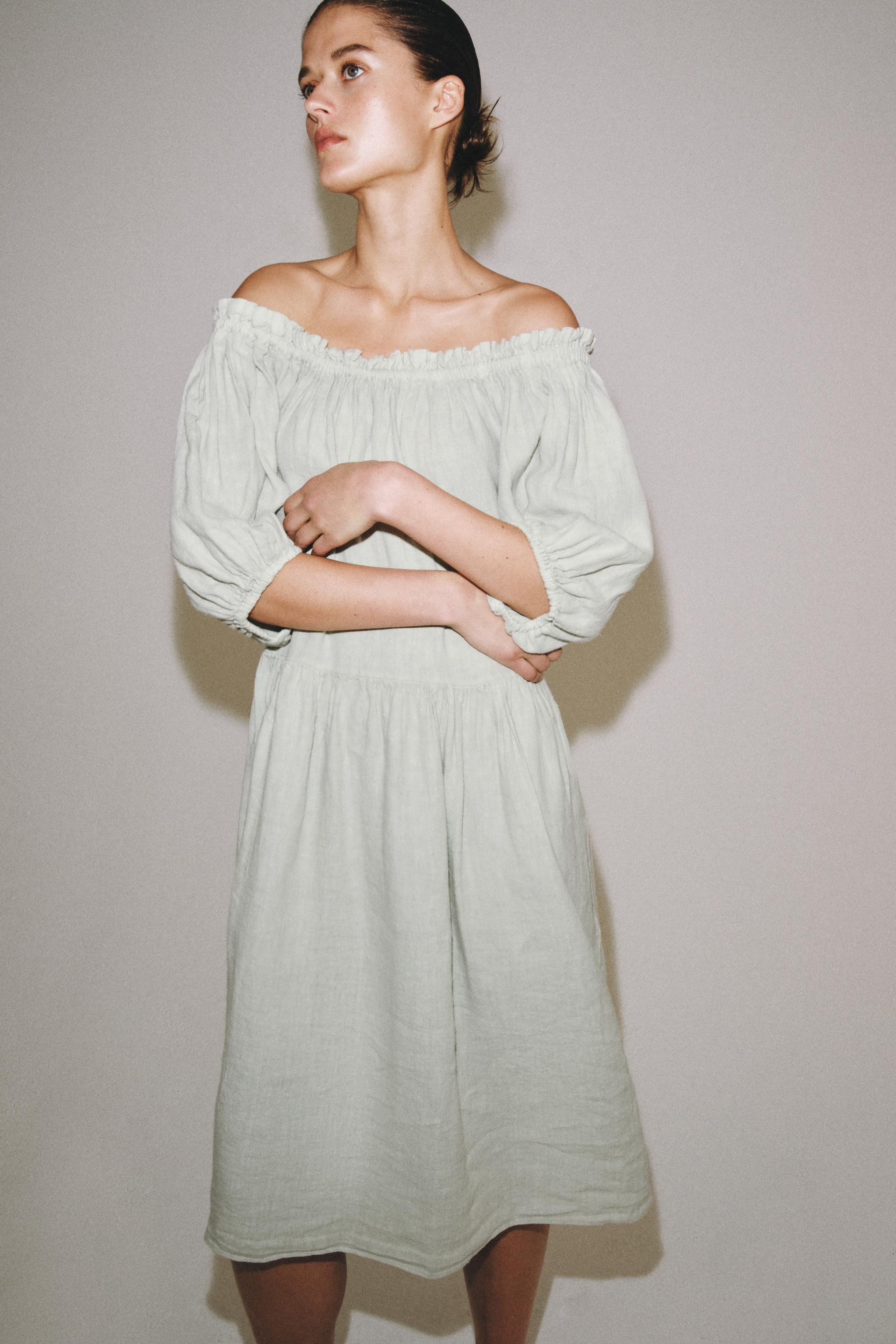ZW COLLECTION 100% LINEN MIDI DRESS | Zara US