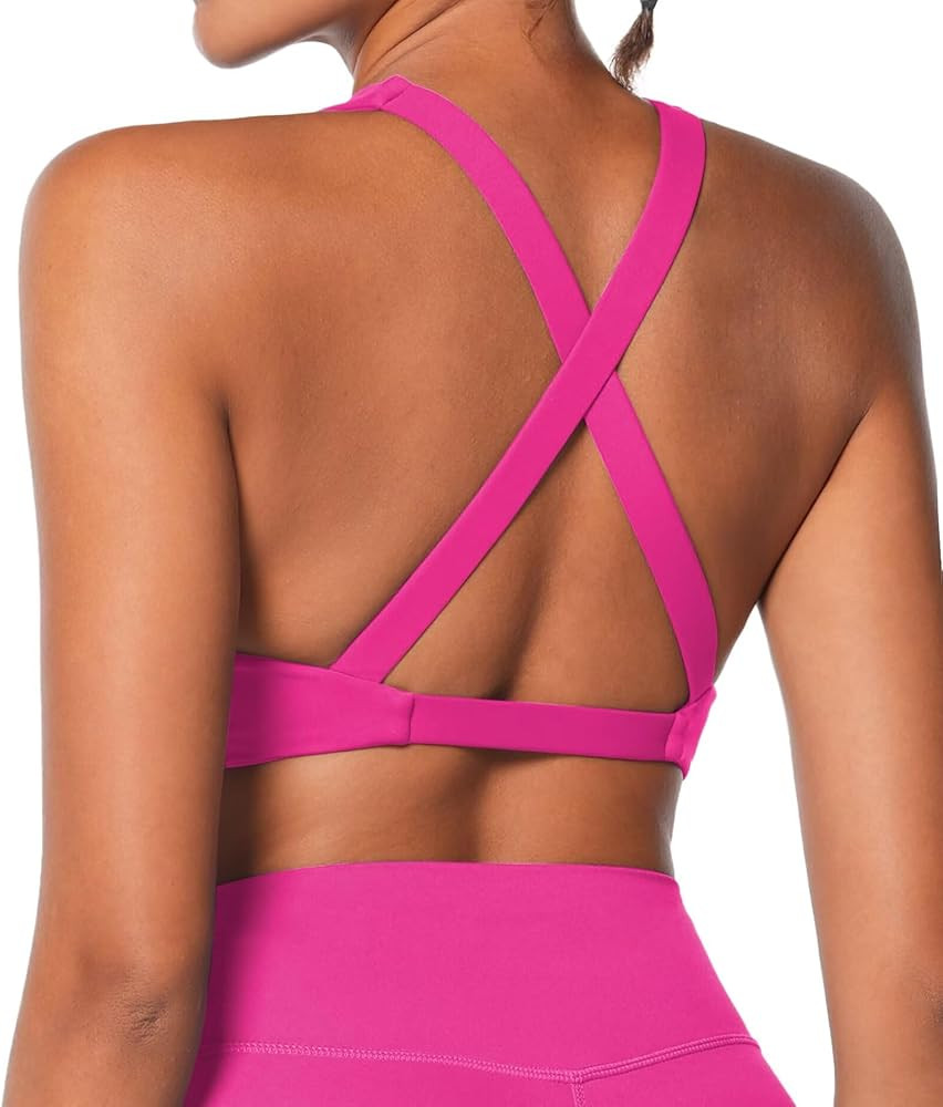 Sunzel Women's Sports Bra Criss Cross Back Wirefree Workout Bra | Amazon (US)