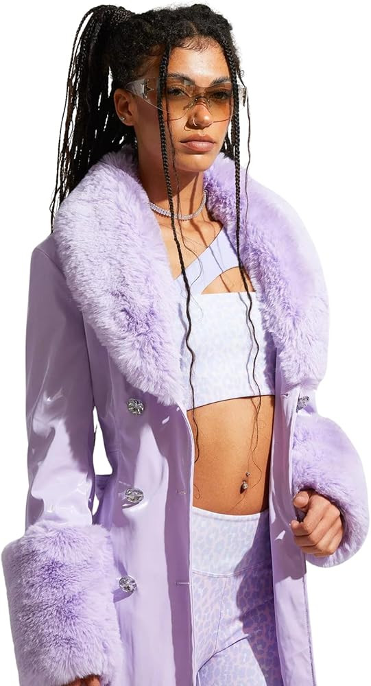 Sparkl Fairy Couture Women's Lightweight Winter Faux Fur Lined Adjustable Chloe Coat Lavender | Amazon (US)