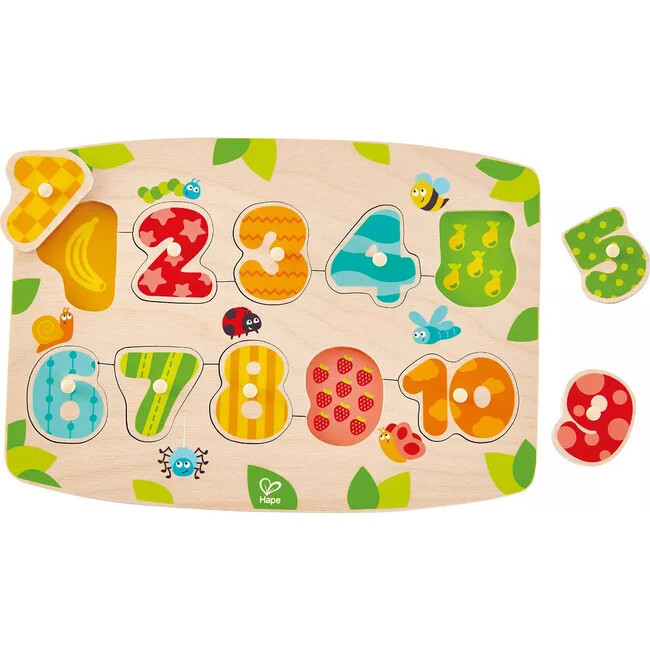 Peg Puzzle: Fruity Numbers - 11pc Wooden Puzzle - Kids Toys | Hape from Maisonette | Maisonette