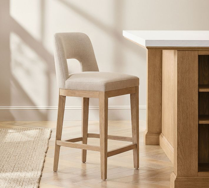 Layton Open Back Upholstered Bar & Counter Stools | Pottery Barn (US)