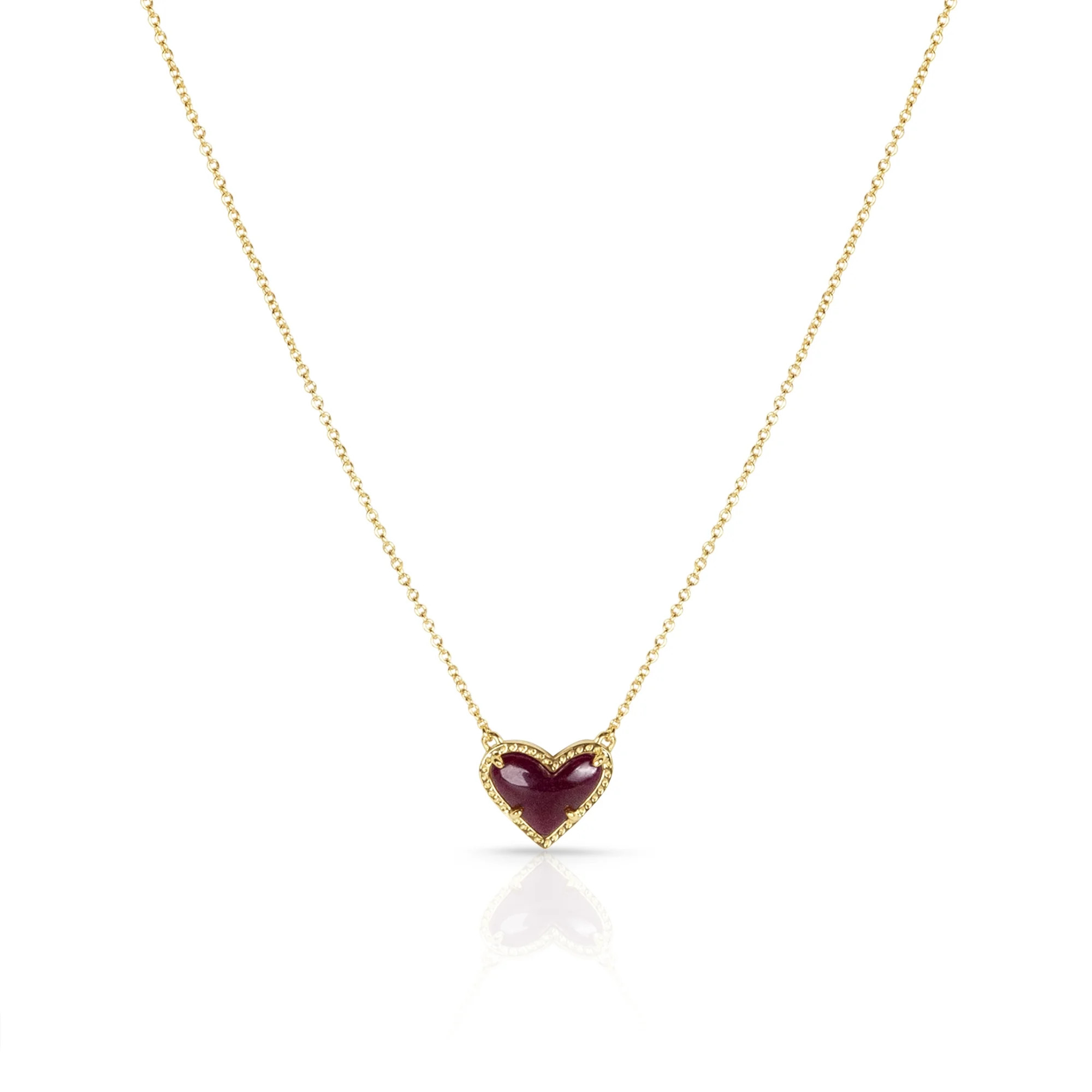 Kendra Scott Women's Ari Heart Gold Pendant Necklace in Maroon Jade 9608801343 | Walmart (US)