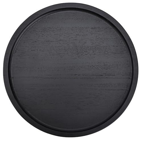 Round Wooden Serving Tray, 11 Inch Acacia Decorative Tray for Home Decor, Coffee Table, Farmhouse Style Wood Tray for Small Candle, Vases, Jewelry Organizer, Home Kitchen Dining Tabletop Decor, Black | Amazon (US)