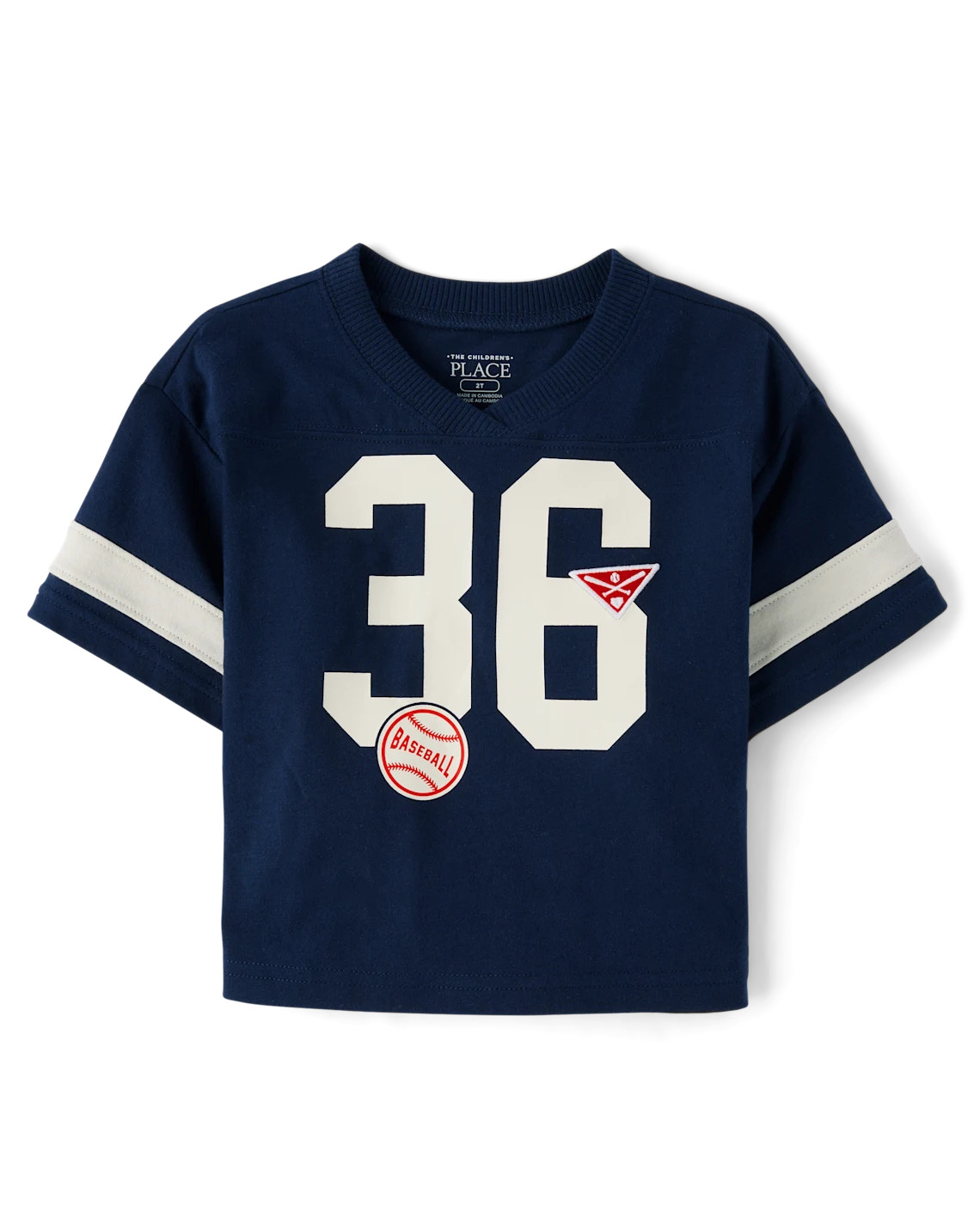 Baby And Toddler Boys Embroidered Varsity Relaxed Football Top - blue | The Children's Place