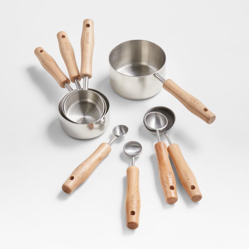 Beechwood and Stainless Steel Measuring Cups and Spoons | Crate & Barrel | Crate & Barrel