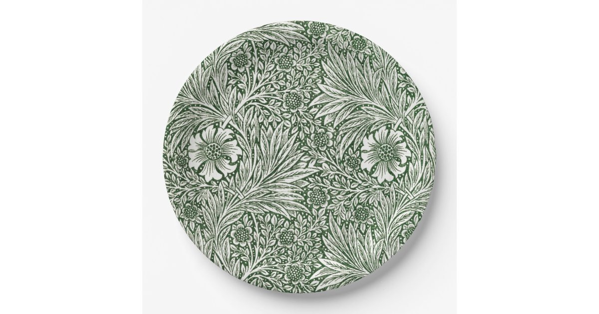 PAPER PLATE : WILLIAM MORRIS : FLORAL MARIGOLDS  | Zazzle | Zazzle