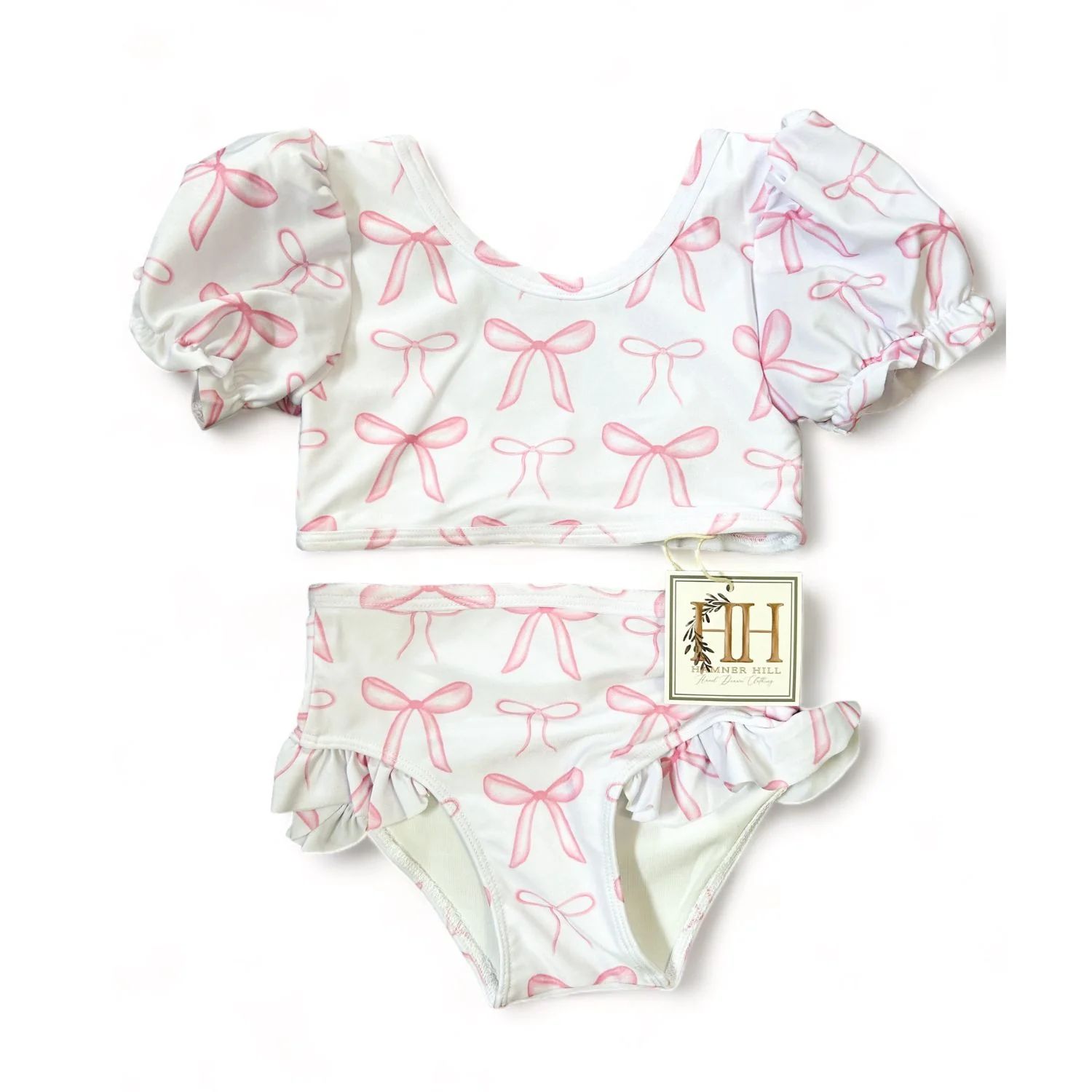 Pink Bow Bubble Sleeve Two Piece (PRE PURCHASE- ARRIVES IN MAY) | Hamner Hill