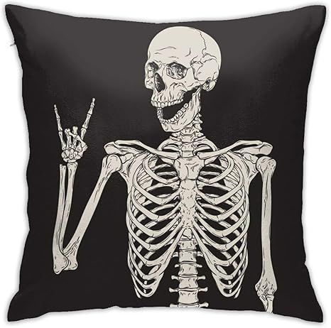 FEAIYEA Rock and Roll Skeleton Skull Boho Hippie Throw Cushion Cover Throw Pillow Cover Square Ne... | Amazon (US)