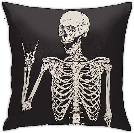 FEAIYEA Rock and Roll Skeleton Skull Boho Hippie Throw Cushion Cover Throw Pillow Cover Square Ne... | Amazon (US)