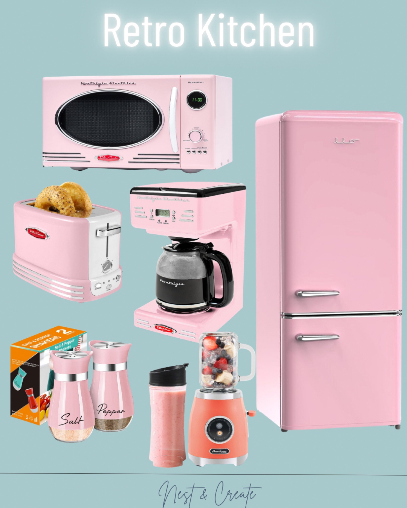 Discover the charm of a Pink Retro Kitchen with vintage appliances, chic decor, and unique style for a nostalgic and stylish home upgrade. #homedecor #retrokitchen #founditonamazon 

#LTKHome #LTKGiftGuide #LTKSaleAlert