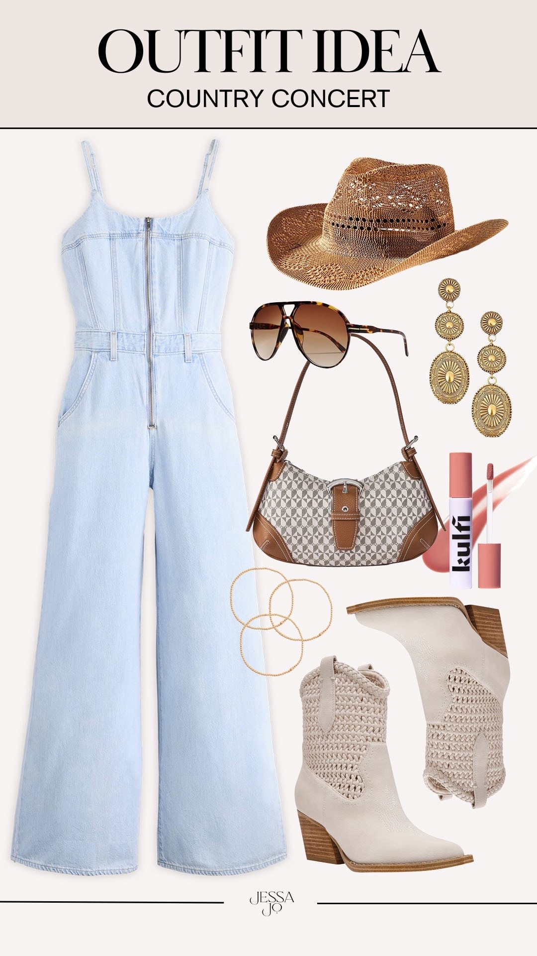 Country concert outfit idea. What to wear to a country concert. Denim jumpsuit. Festival season outfit  

#LTKootd #LTKFestival #LTKSeasonal