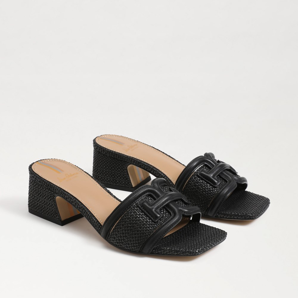 Waylon Slide Sandal Black Weave | Sam Edelman